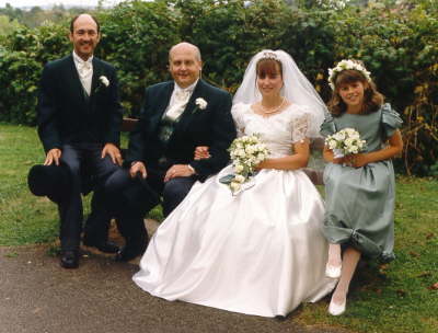 Bridal party on bench